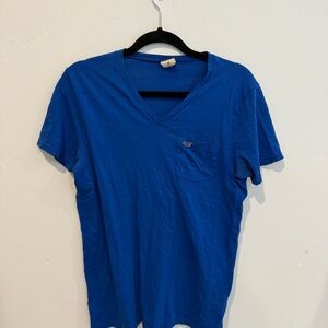 Hollister Vintage Y2K Men’s Blue V-Neck Shirt Medium Preppy Collegiate 2000s